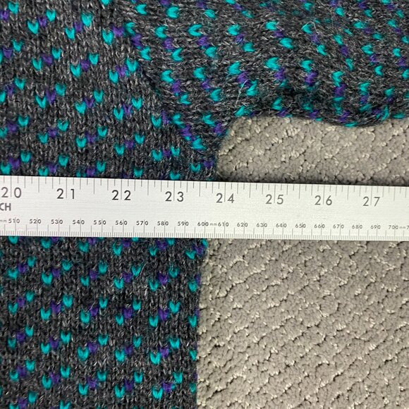 Vintage LL Bean Norway Sweater Women's XL Mens Medium Grey Green Purple Birdseye - Picture 7 of 11